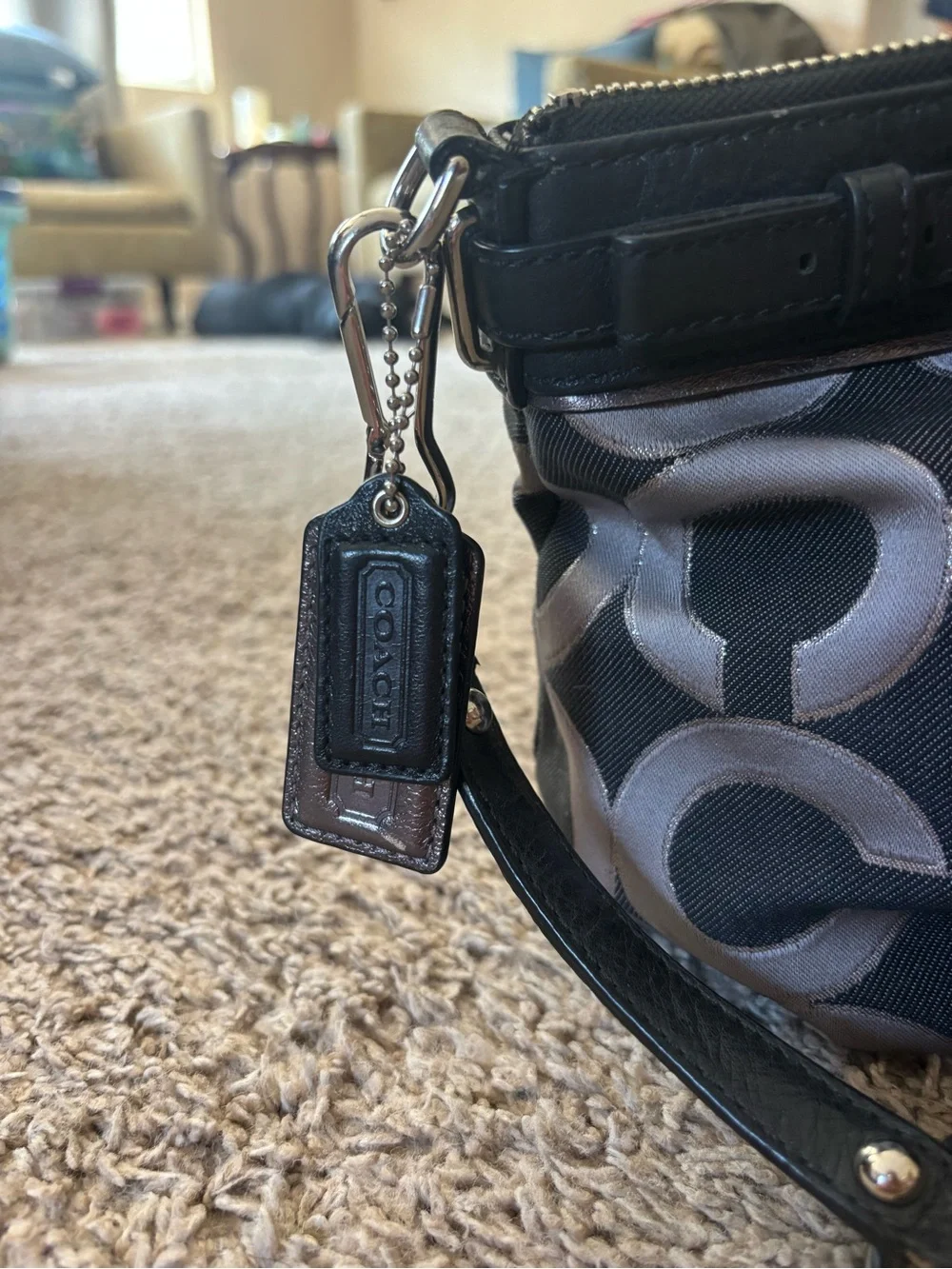 Coach Black & Gray Mini Signature Satchel